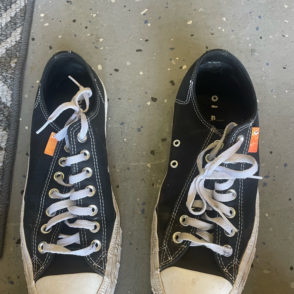 Black Sneakers with White Accents